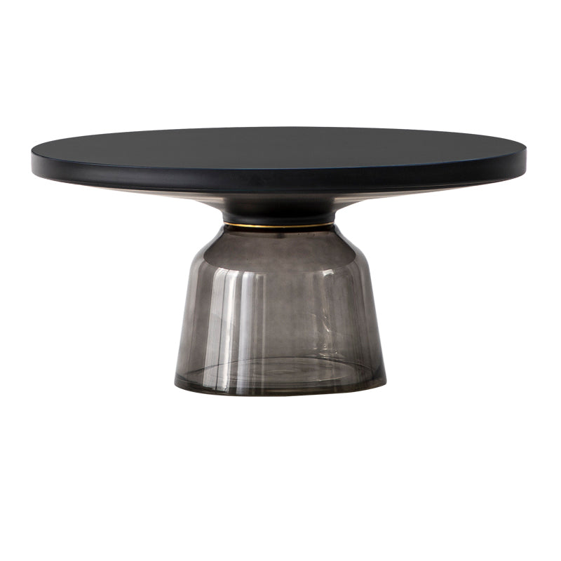 Round Glass Top Side End Table Modern Pedestal End Table for Living Room