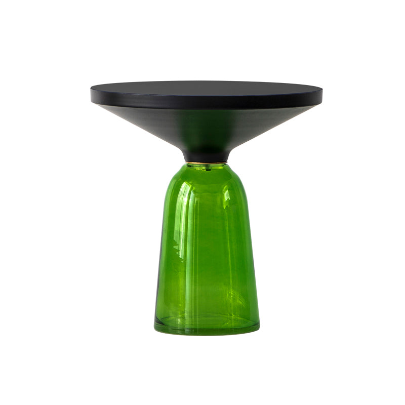 Round Glass Top Side End Table Modern Pedestal End Table for Living Room