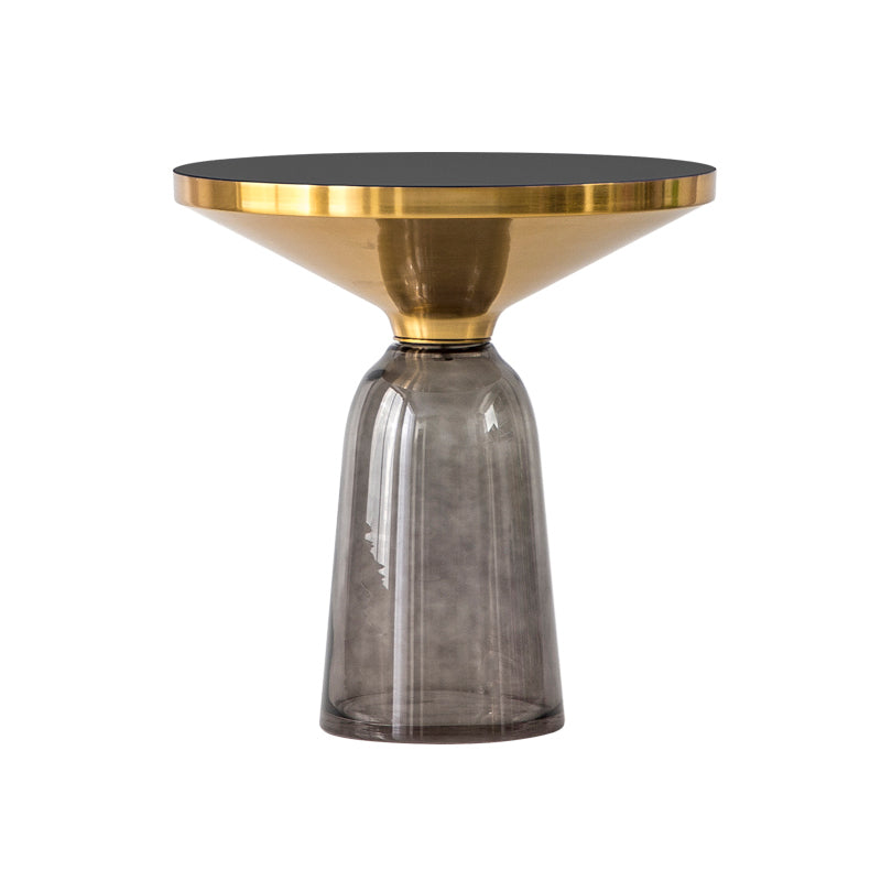 Round Glass Top Side End Table Modern Pedestal End Table for Living Room