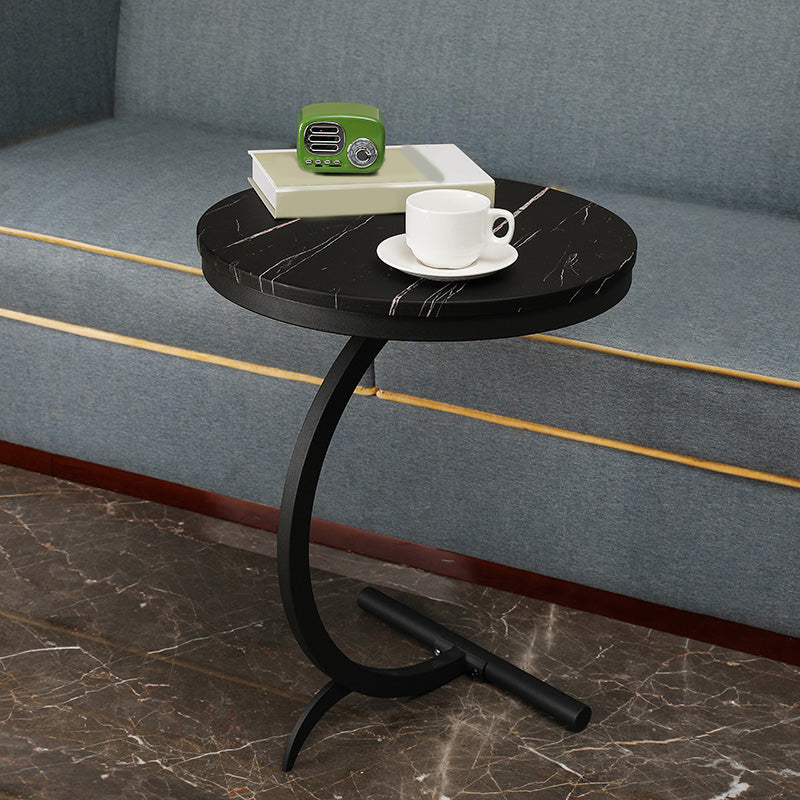 Round Side Wood Top End Table Abstract Sofa Side End Table for Living Room