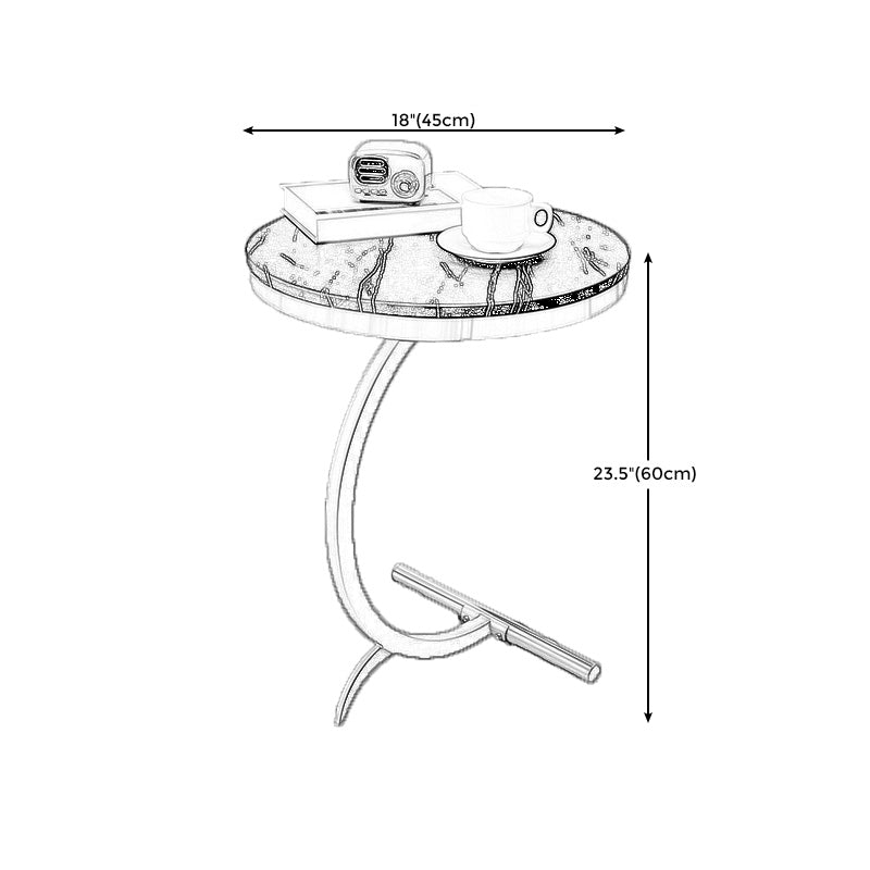 Round Side Wood Top End Table Abstract Sofa Side End Table for Living Room