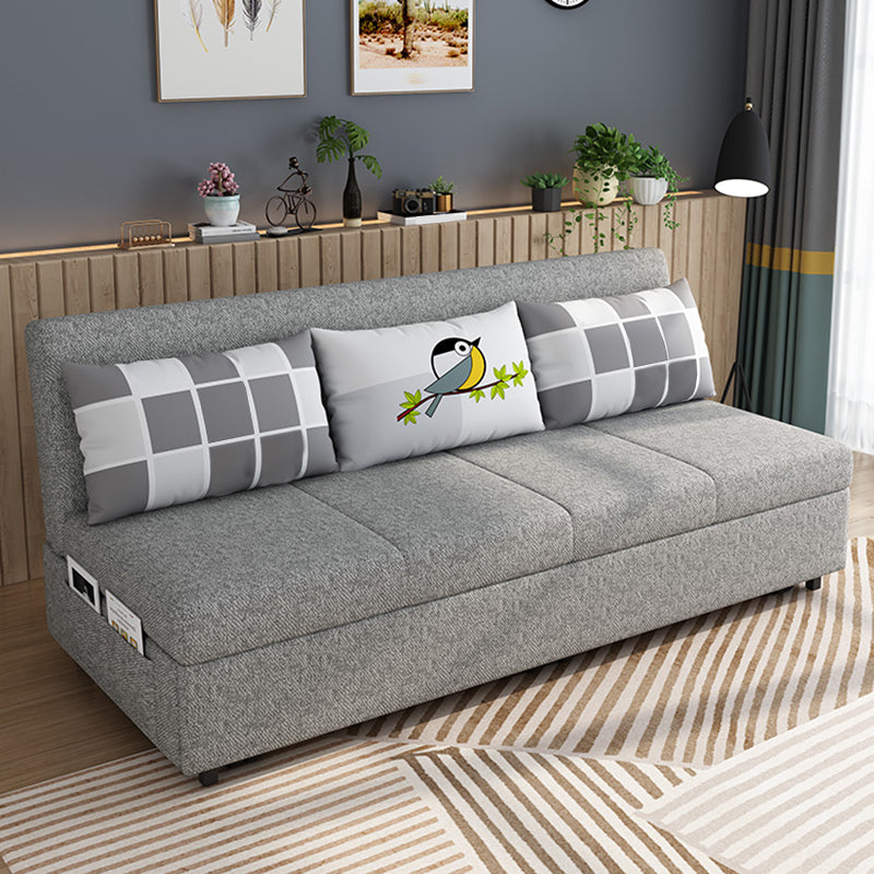 Contemporary Armless Cotton Blend Sofa Bed in Grey with Storage