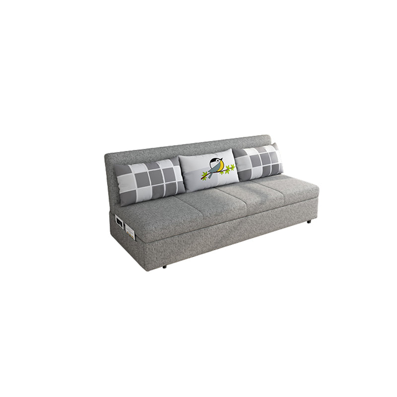 Contemporary Armless Cotton Blend Sofa Bed in Grey with Storage