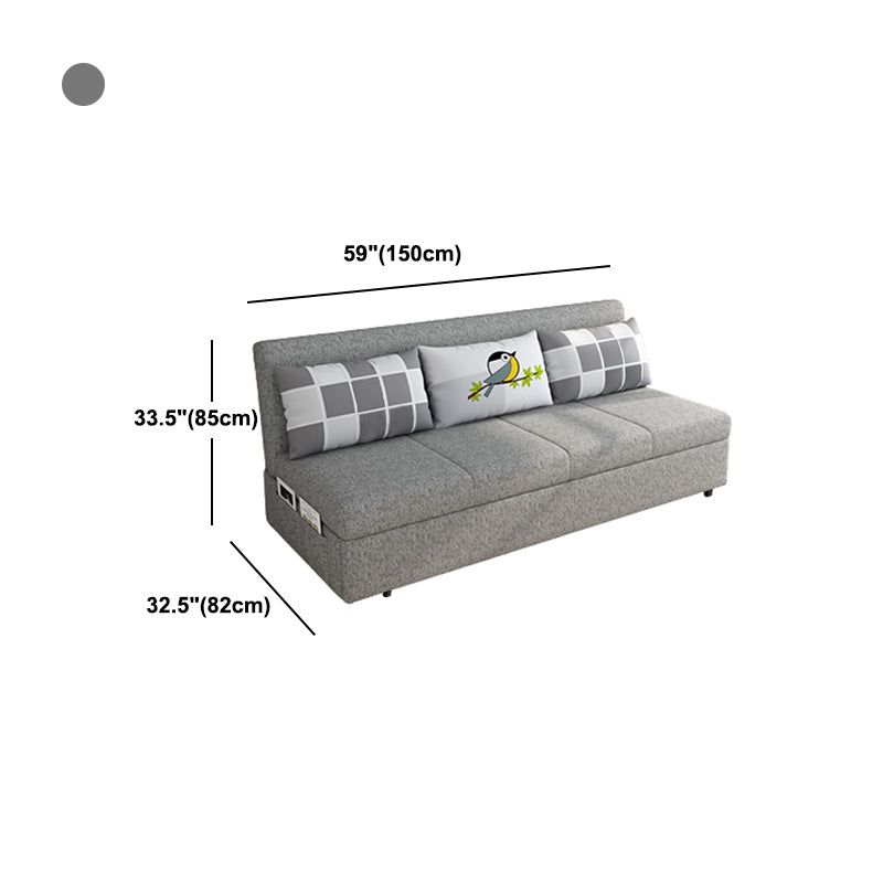 Contemporary Armless Cotton Blend Sofa Bed in Grey with Storage