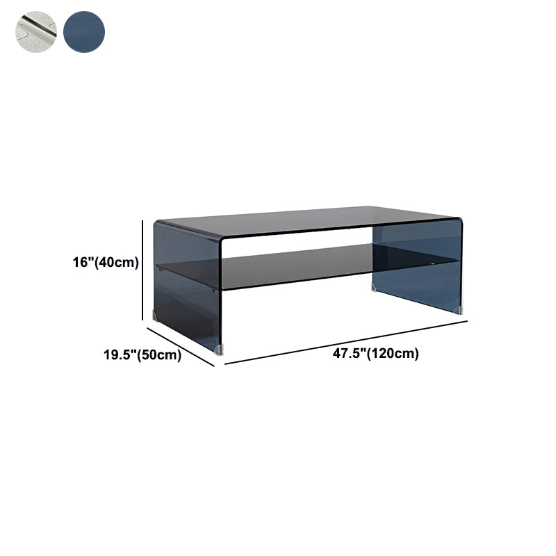 Sled Single Coffee Table Glass Modern Black/White Rectangular Cocktail Table