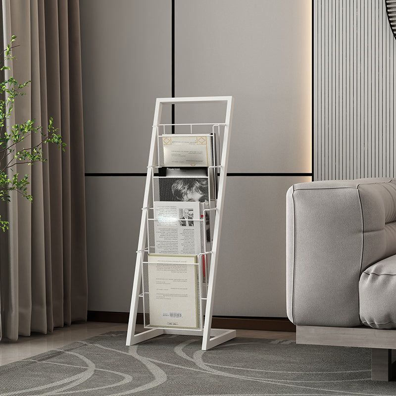 Closed Back Ladder Bookcase Glam Style Metal Book Shelf for Home Office