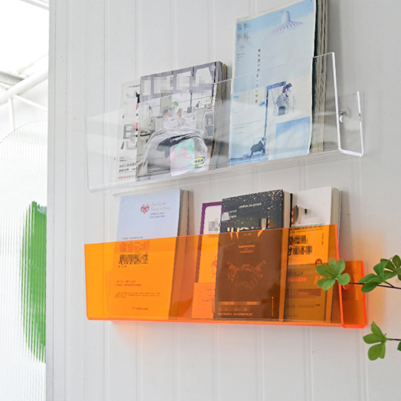 Acrylic Floating Bookcase Scandinavian Wall Mounted Book Shelf,5.7" H x 2" W