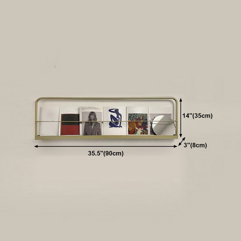 Metal Floating Bookcase Gold Color Wall Mounted Shelf for Home Office