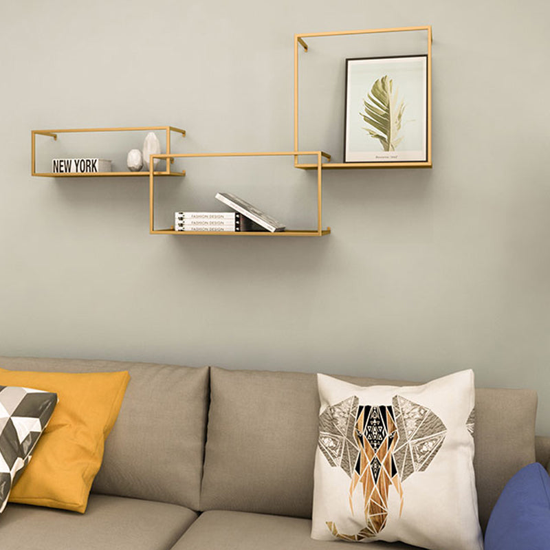 Metal Floating Bookcase Modern Style Wall Mounted Bookshelf for Home Office
