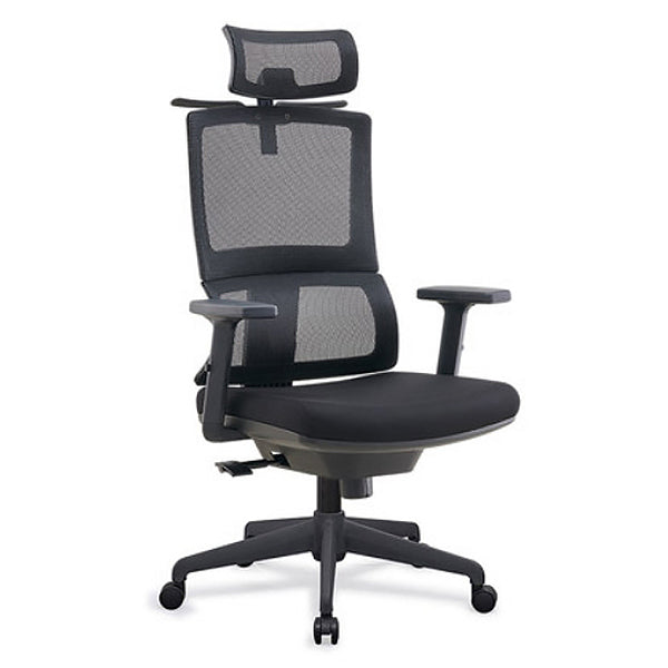 High Back Office Chair Gauze Sponge Cushion with Headrest Adjustable Arm Office Chair