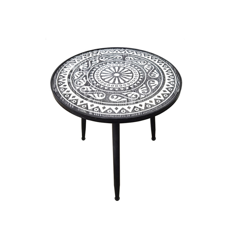 Metal / Wood 3 Legs End Table Natural/ Black Round Wood Side End Table