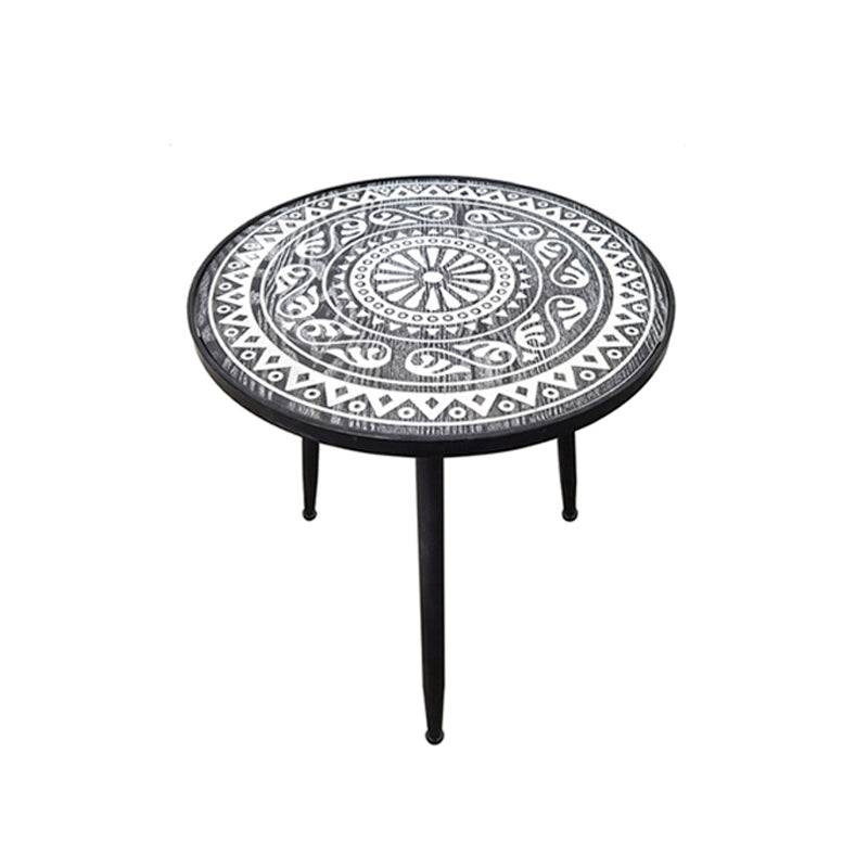 Metal / Wood 3 Legs End Table Natural/ Black Round Wood Side End Table