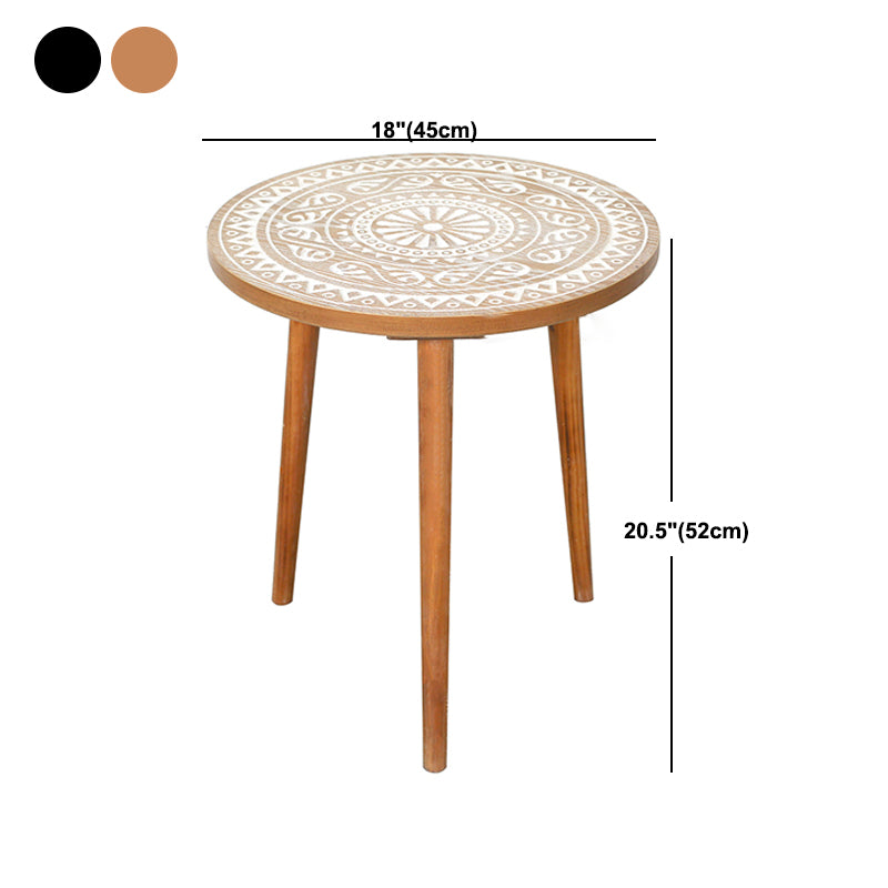 Metal / Wood 3 Legs End Table Natural/ Black Round Wood Side End Table