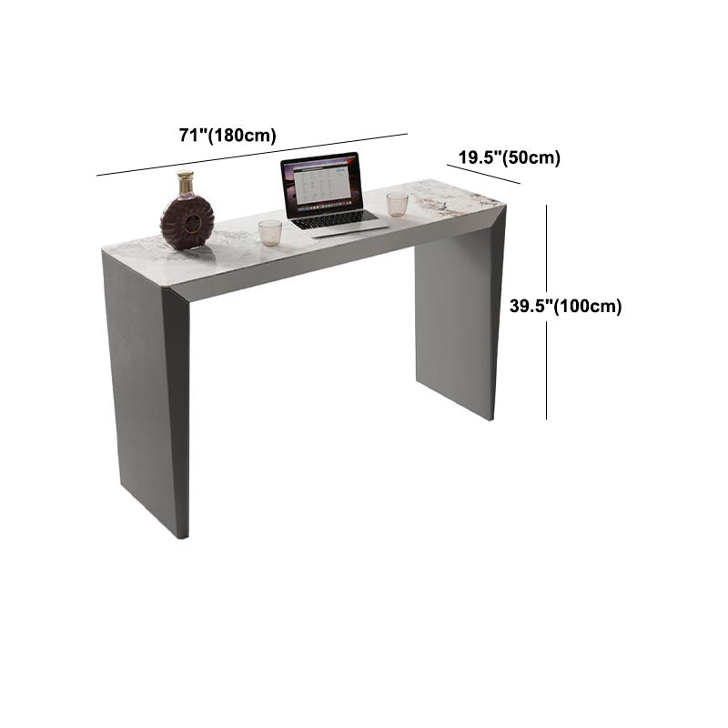 Living Room Counter Wine Table Rectangle Stone Modern Bar Height Pub Table in Grey