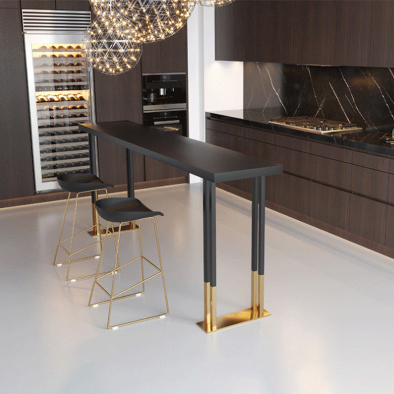 Wood Top Bar Table Traditional Luxury Rectangle Bar Dining Table with Sled Base