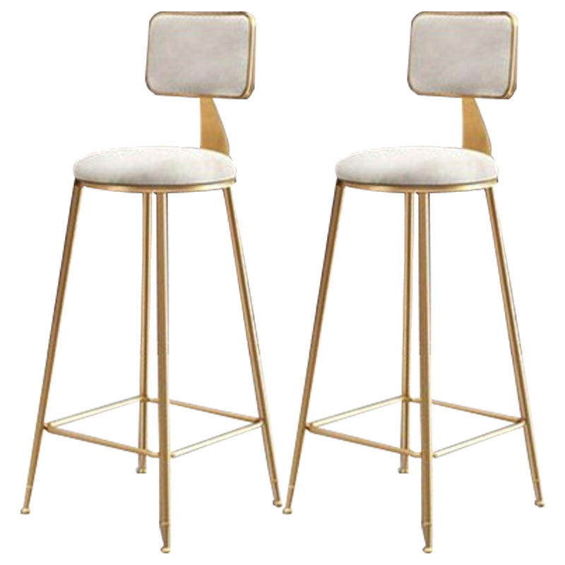 Nordic Armless Backrest Counter Stool Iron Cafe Bar Stool with  Pedal and Velvet Cushion