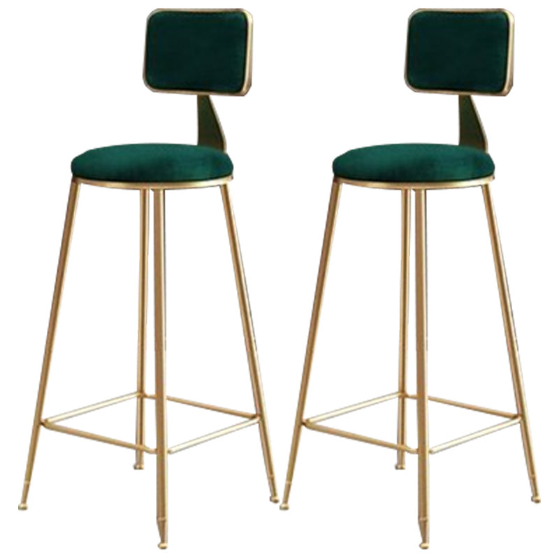 Nordic Armless Backrest Counter Stool Iron Cafe Bar Stool with  Pedal and Velvet Cushion