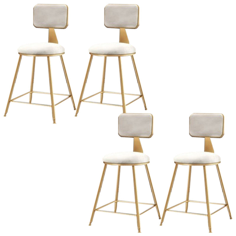 Nordic Armless Backrest Counter Stool Iron Cafe Bar Stool with  Pedal and Velvet Cushion