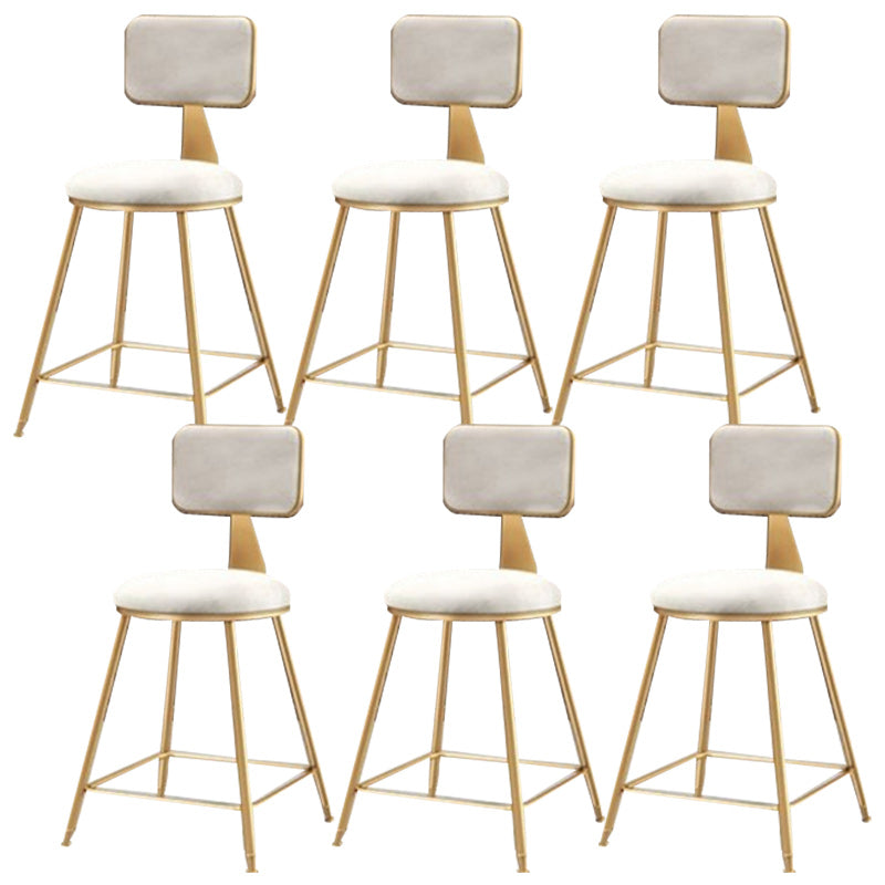 Nordic Armless Backrest Counter Stool Iron Cafe Bar Stool with  Pedal and Velvet Cushion