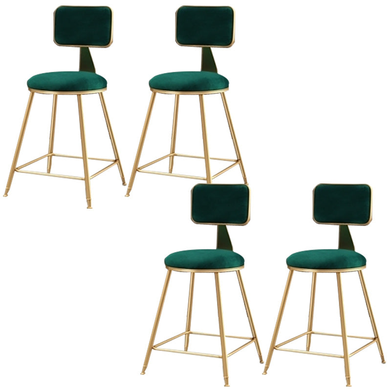 Nordic Armless Backrest Counter Stool Iron Cafe Bar Stool with  Pedal and Velvet Cushion