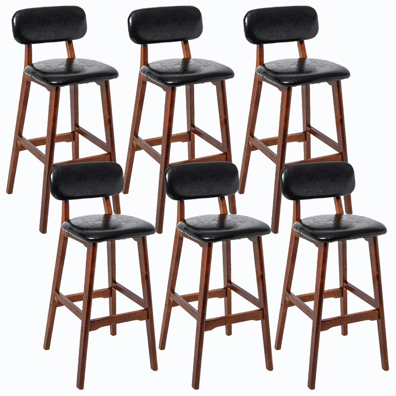 Rubberwood Modern Low Back Stool Matte Finish Upholstered Bar Stools