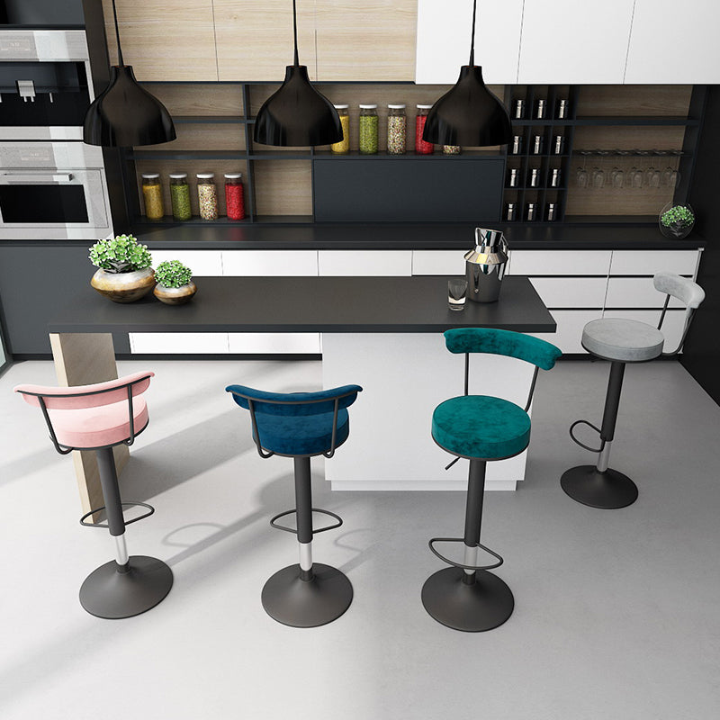 Glam Liftable Backrest Counter Stool Steel Kitchen Bar Stool with Cushion and Pedal