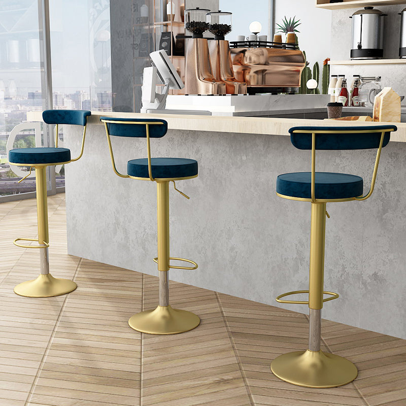 Glam Liftable Backrest Counter Stool Steel Kitchen Bar Stool with Cushion and Pedal