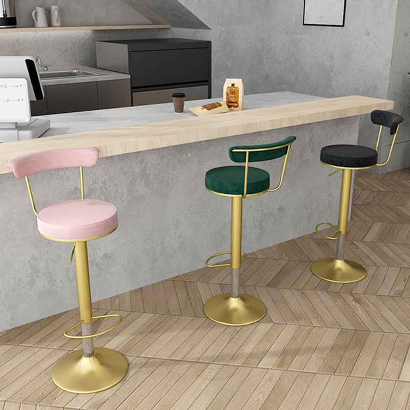 Glam Liftable Backrest Counter Stool Steel Kitchen Bar Stool with Cushion and Pedal