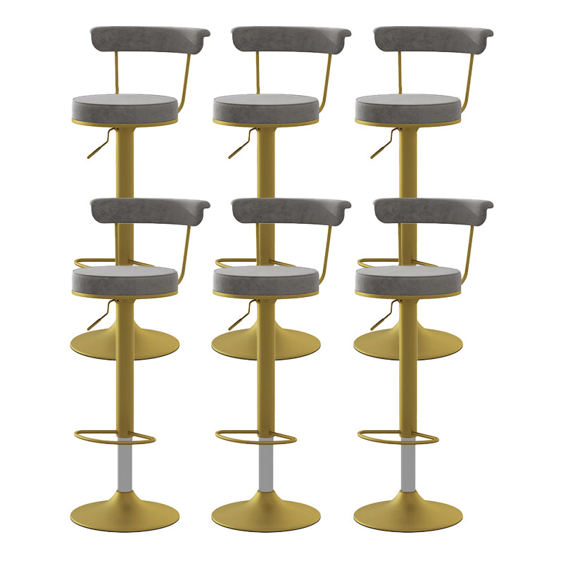 Glam Liftable Backrest Counter Stool Steel Kitchen Bar Stool with Cushion and Pedal