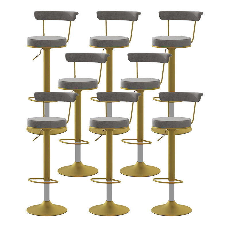 Glam Liftable Backrest Counter Stool Steel Kitchen Bar Stool with Cushion and Pedal