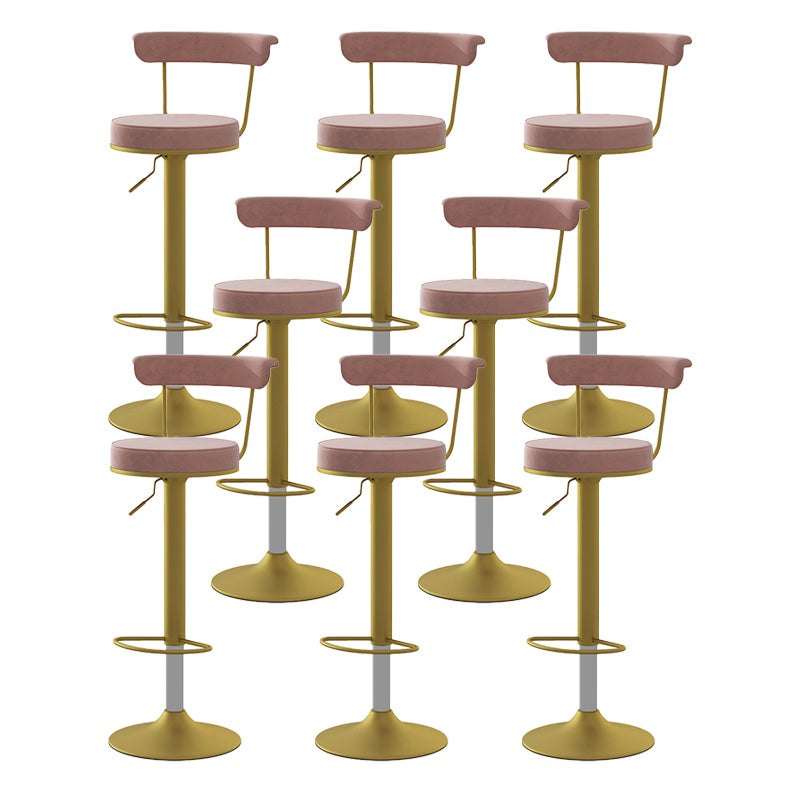 Glam Liftable Backrest Counter Stool Steel Kitchen Bar Stool with Cushion and Pedal