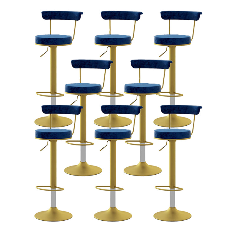 Glam Liftable Backrest Counter Stool Steel Kitchen Bar Stool with Cushion and Pedal