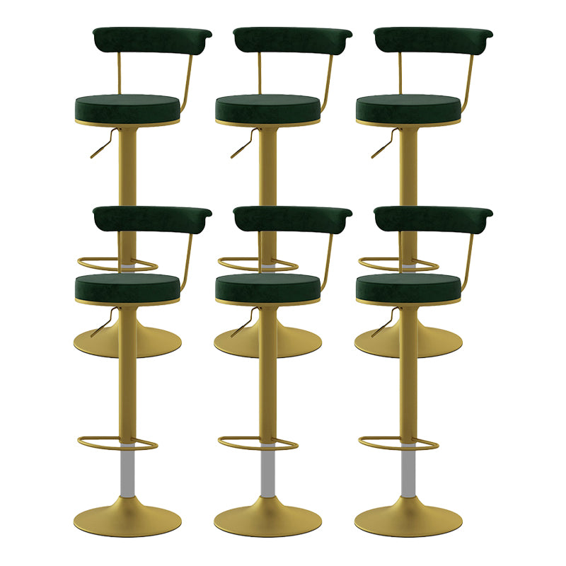 Glam Liftable Backrest Counter Stool Steel Kitchen Bar Stool with Cushion and Pedal