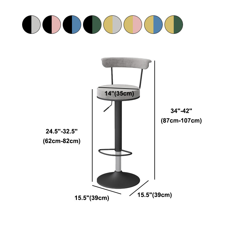 Glam Liftable Backrest Counter Stool Steel Kitchen Bar Stool with Cushion and Pedal