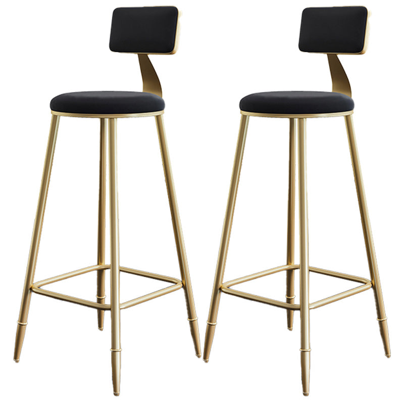 Nordic Armless Backrest Counter Stool Iron Dining Room Bar Stool with Cushion and Pedal