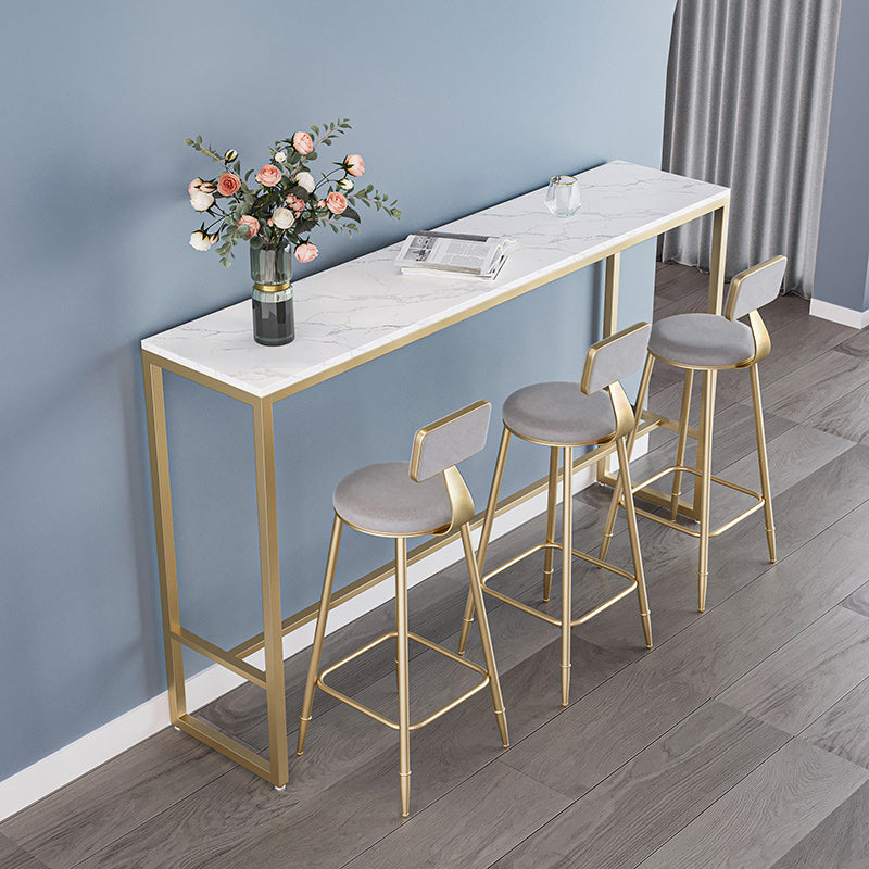 Nordic Armless Backrest Counter Stool Iron Dining Room Bar Stool with Cushion and Pedal