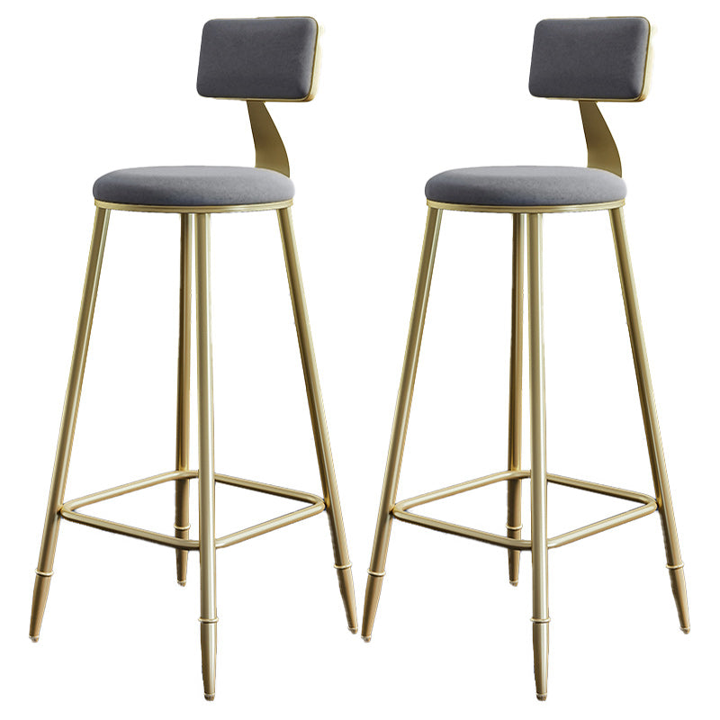 Nordic Armless Backrest Counter Stool Iron Dining Room Bar Stool with Cushion and Pedal