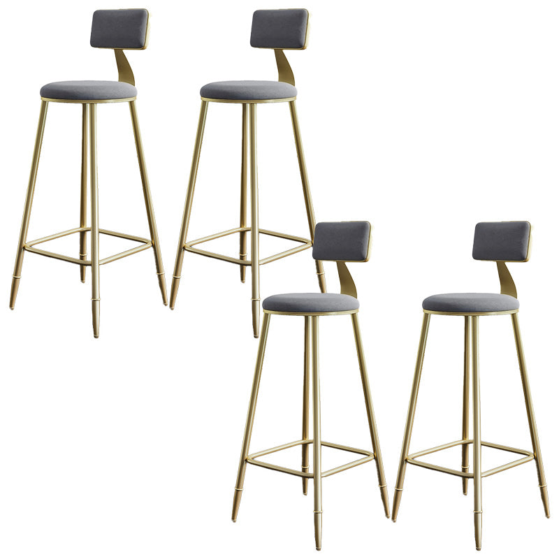 Nordic Armless Backrest Counter Stool Iron Dining Room Bar Stool with Cushion and Pedal
