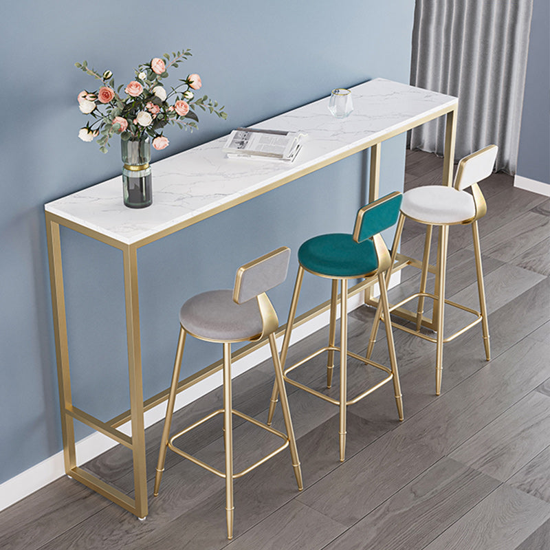 Nordic Armless Backrest Counter Stool Iron Dining Room Bar Stool with Cushion and Pedal