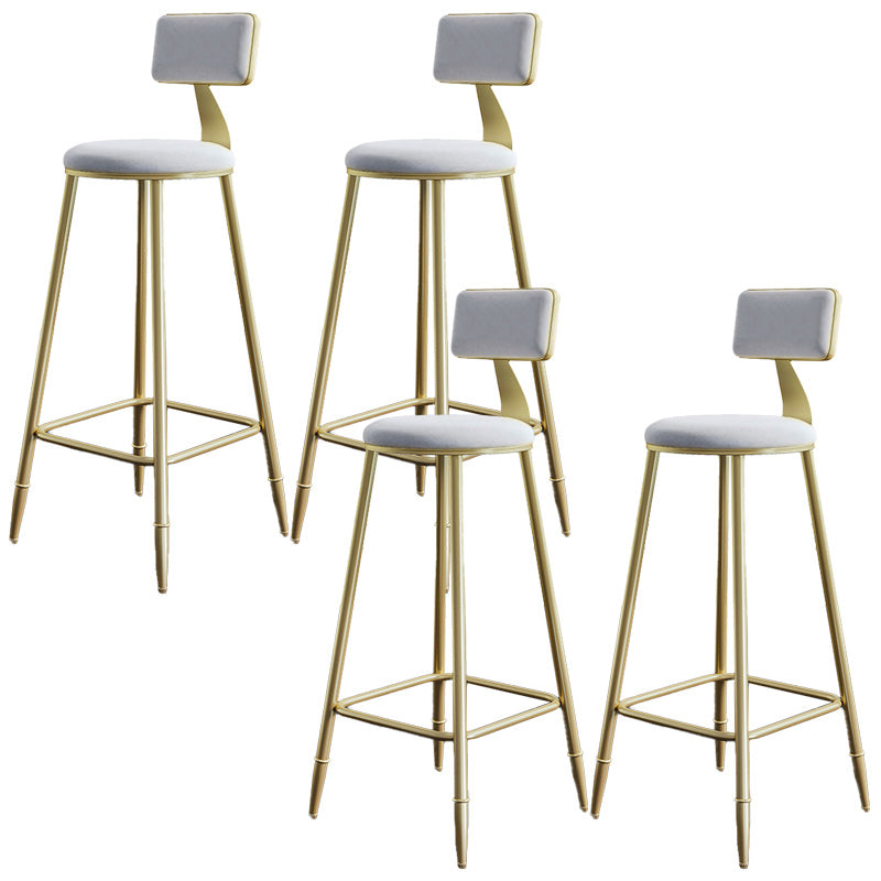 Nordic Armless Backrest Counter Stool Iron Dining Room Bar Stool with Cushion and Pedal