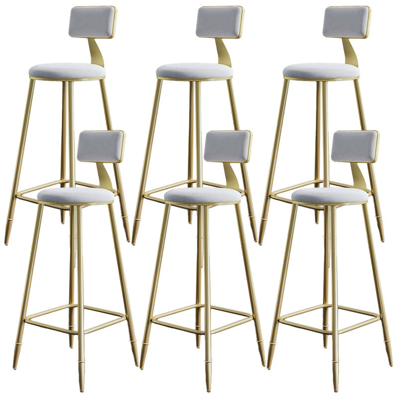 Nordic Armless Backrest Counter Stool Iron Dining Room Bar Stool with Cushion and Pedal