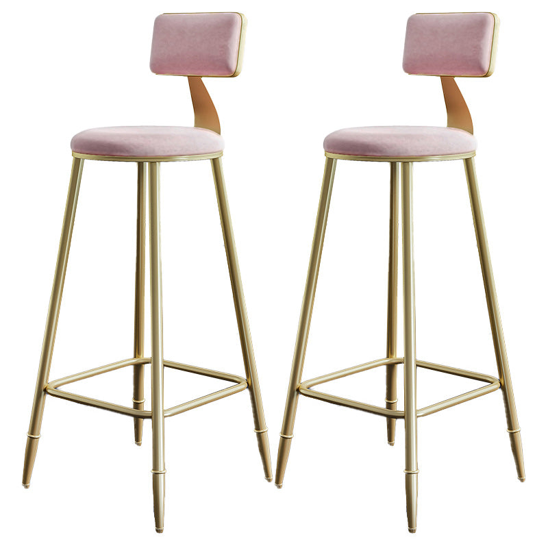 Nordic Armless Backrest Counter Stool Iron Dining Room Bar Stool with Cushion and Pedal