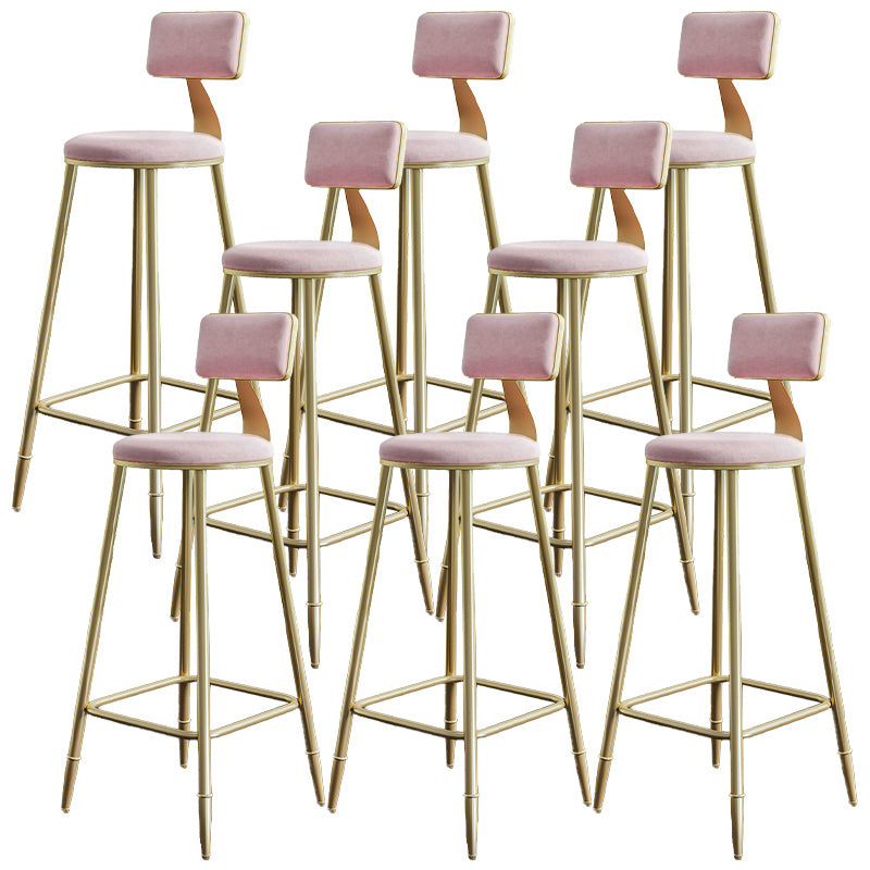 Nordic Armless Backrest Counter Stool Iron Dining Room Bar Stool with Cushion and Pedal