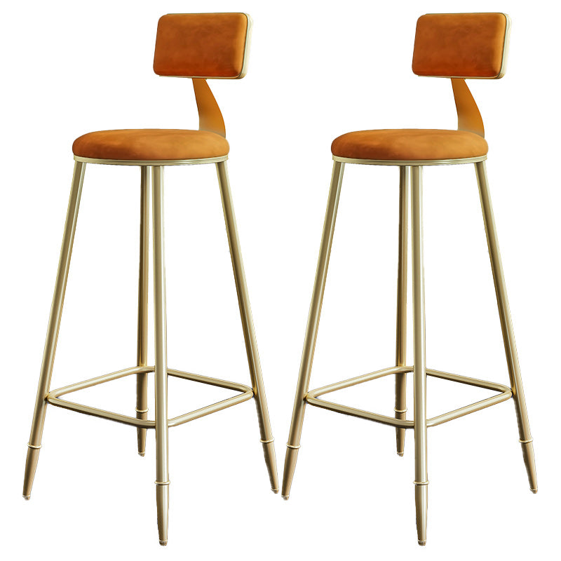 Nordic Armless Backrest Counter Stool Iron Dining Room Bar Stool with Cushion and Pedal