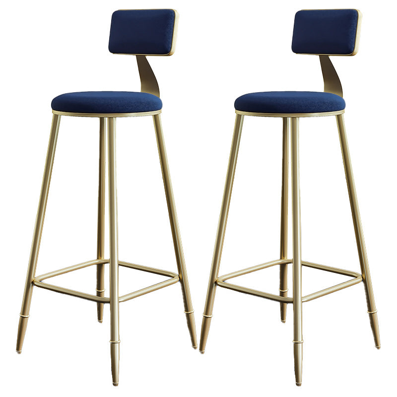 Nordic Armless Backrest Counter Stool Iron Dining Room Bar Stool with Cushion and Pedal