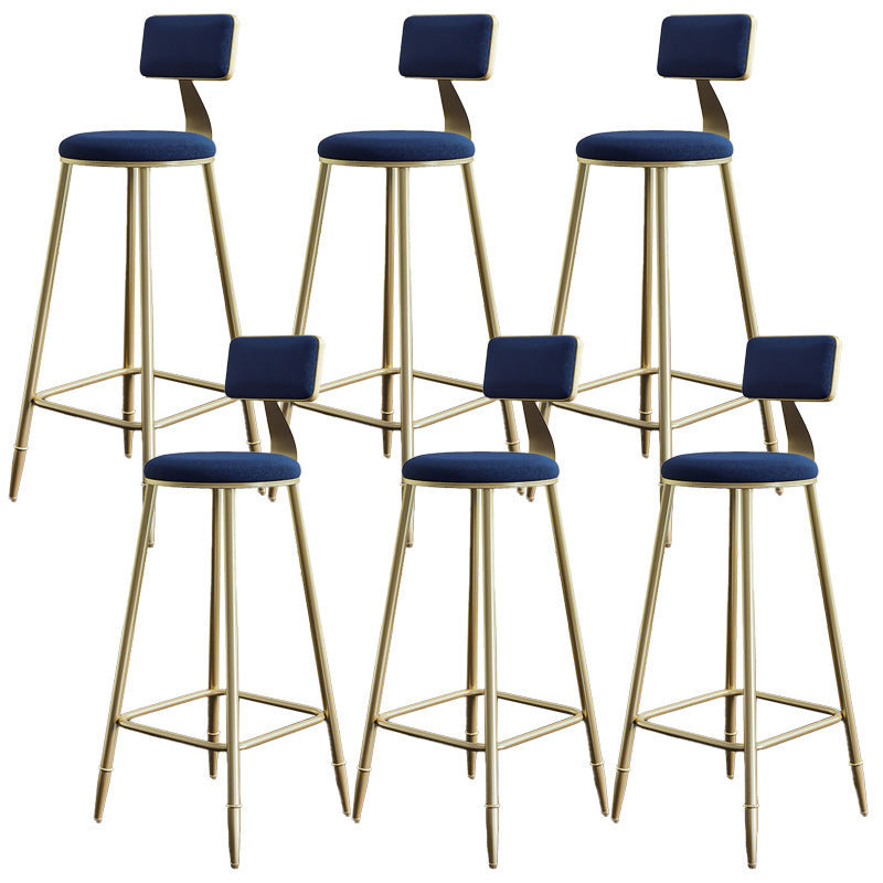 Nordic Armless Backrest Counter Stool Iron Dining Room Bar Stool with Cushion and Pedal