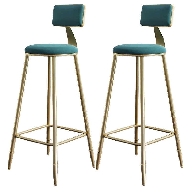 Nordic Armless Backrest Counter Stool Iron Dining Room Bar Stool with Cushion and Pedal
