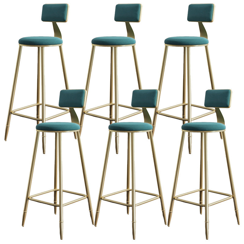 Nordic Armless Backrest Counter Stool Iron Dining Room Bar Stool with Cushion and Pedal