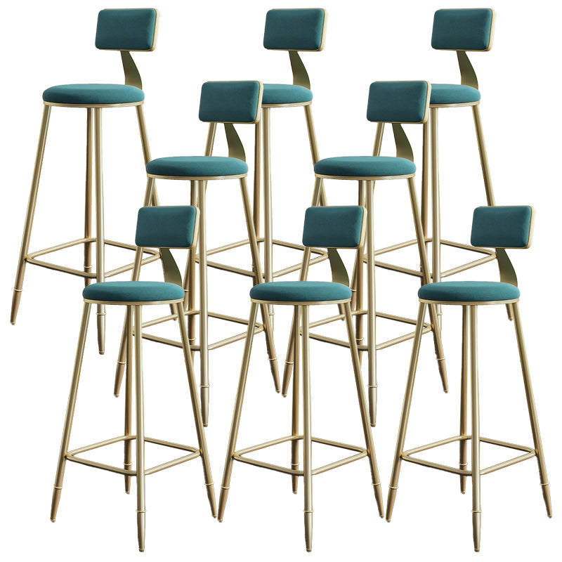 Nordic Armless Backrest Counter Stool Iron Dining Room Bar Stool with Cushion and Pedal