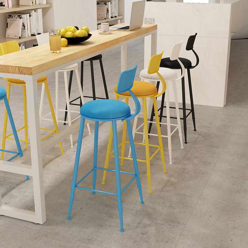 Industrial Dessert Shop Low Back Stool Matte Finish Upholstered Bar Stools